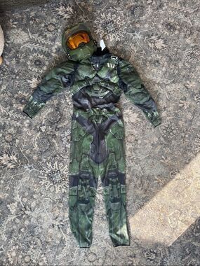 Halo Green and Gold Kids Superhero Costume with Helmet